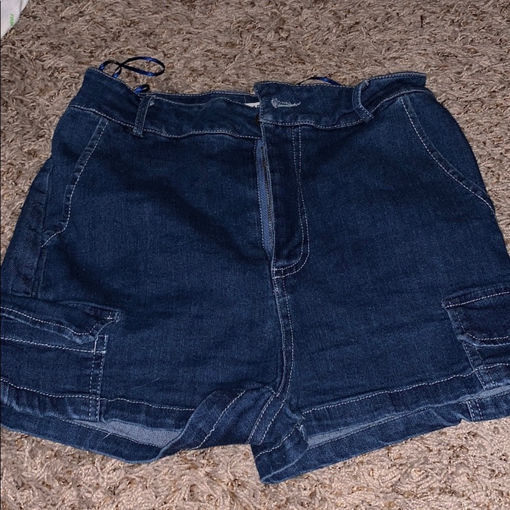 Dark blue denim shorts